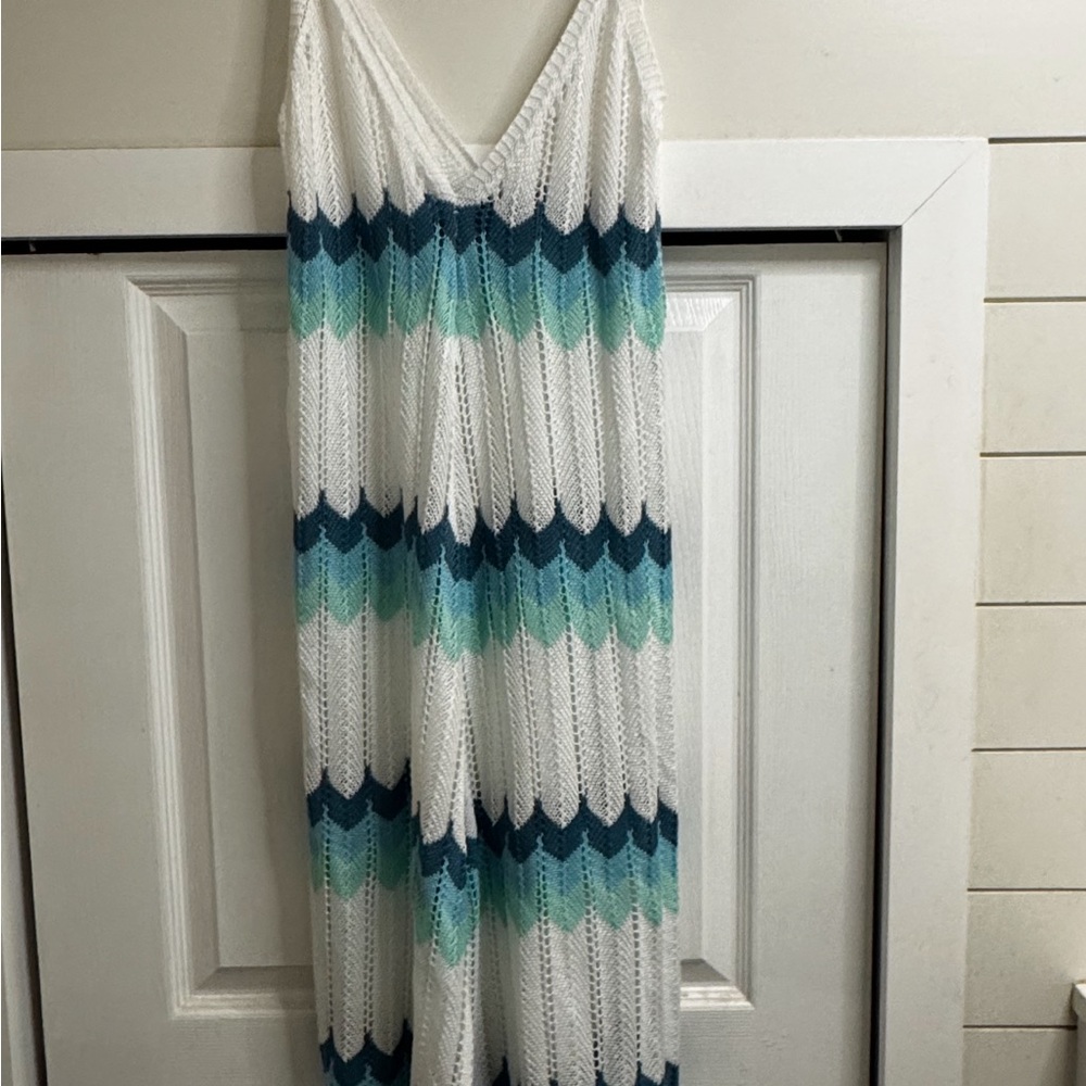 White and Blue knit coverup